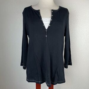 Style & Co. Half Button Down Sweater Top Size L EUC